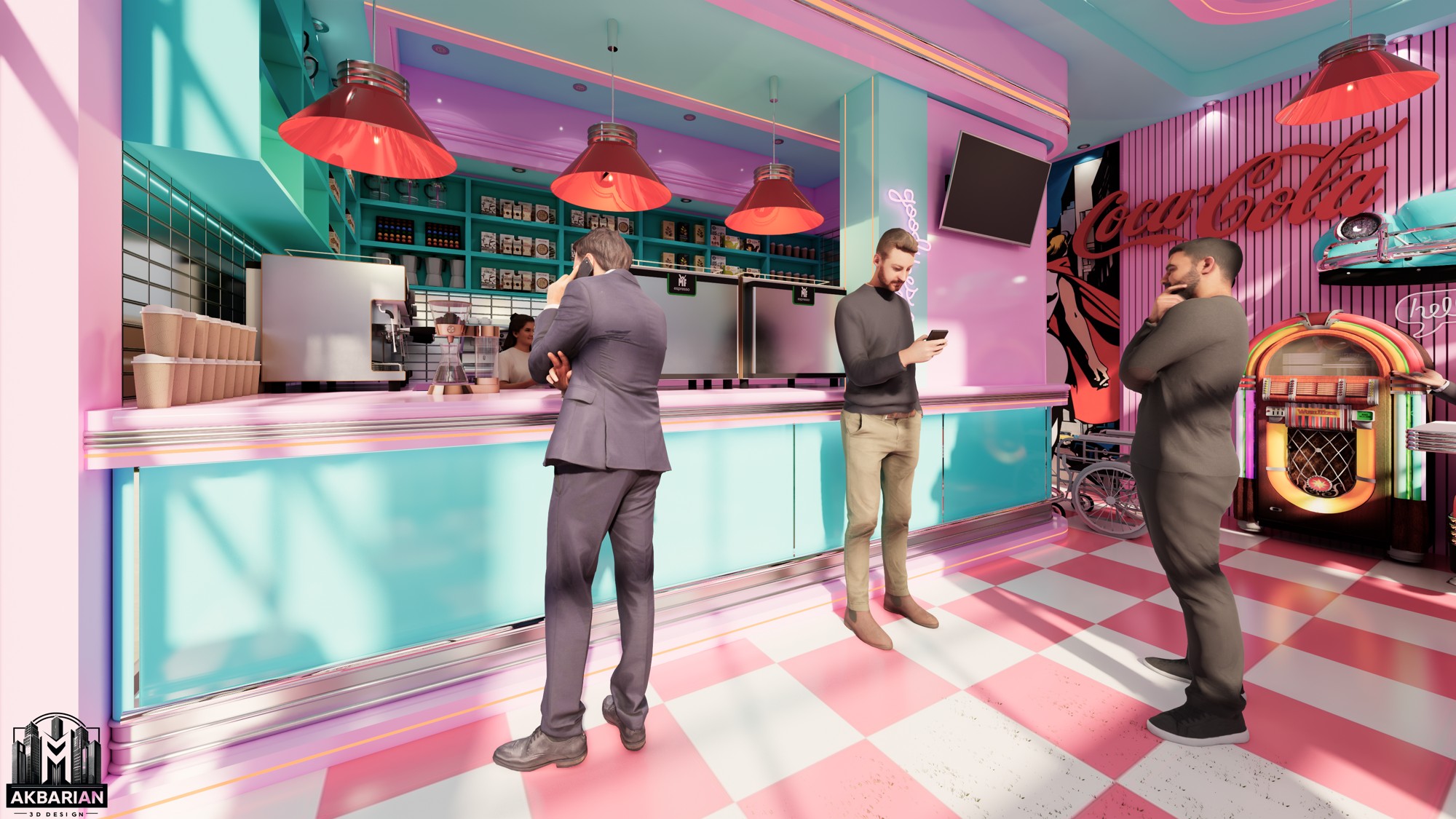 Proposed counter and seating rendering