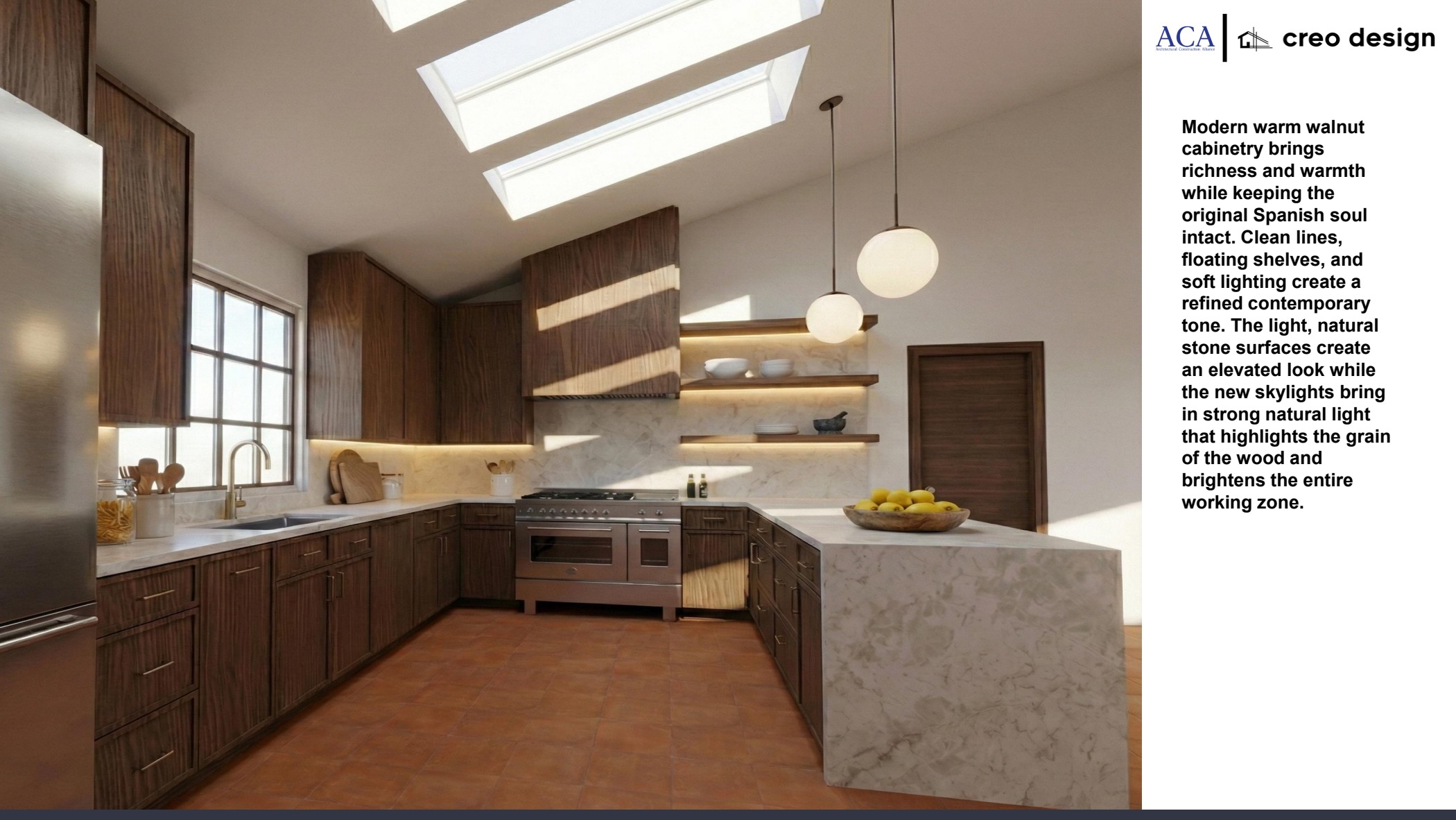 Proposed warm walnut kitchen