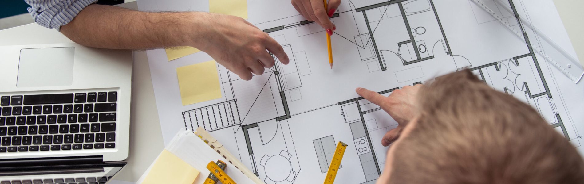 Making business plans Architect working on a building plans.